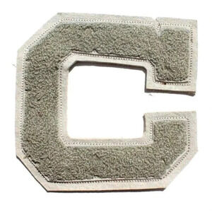 Vtg Large Varsity Letterman's Embroidered Cardigan Patch "C" Gray